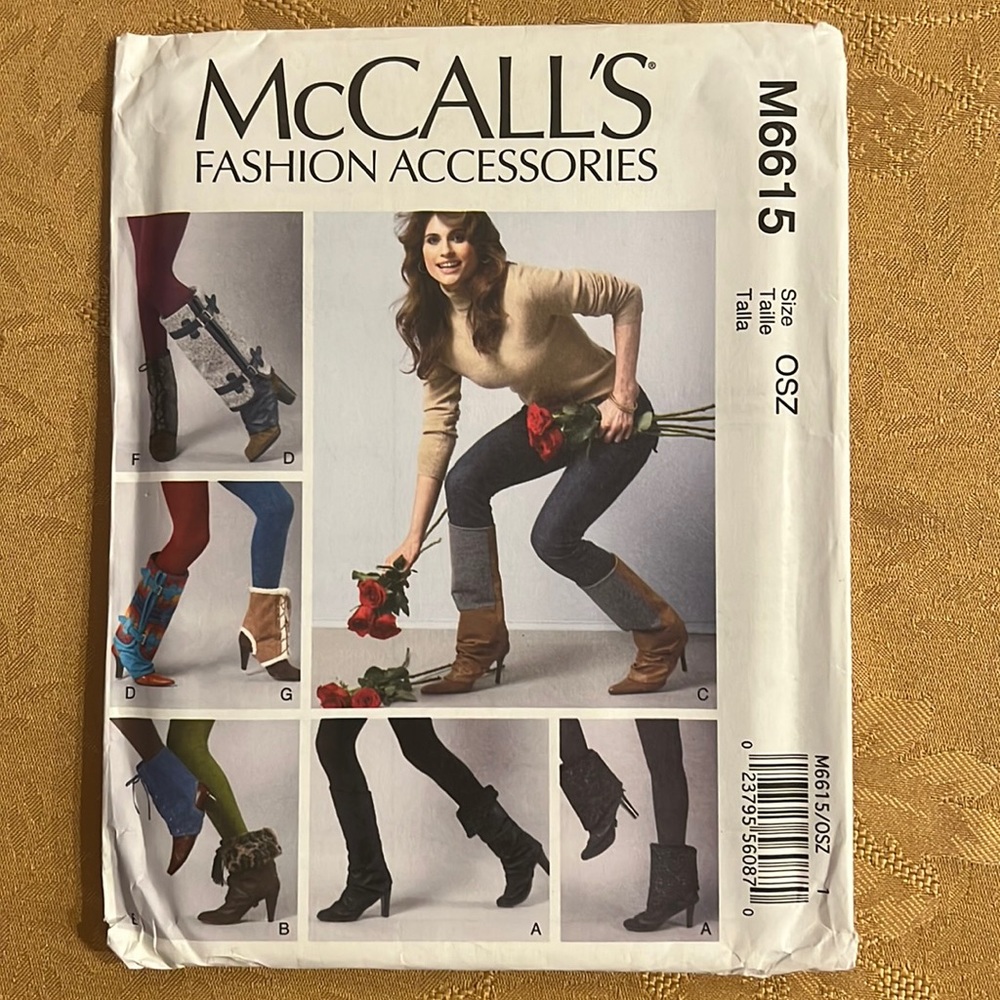 Vintage MCCall’s fashion accessories sewing patterns M6615 boot toppers